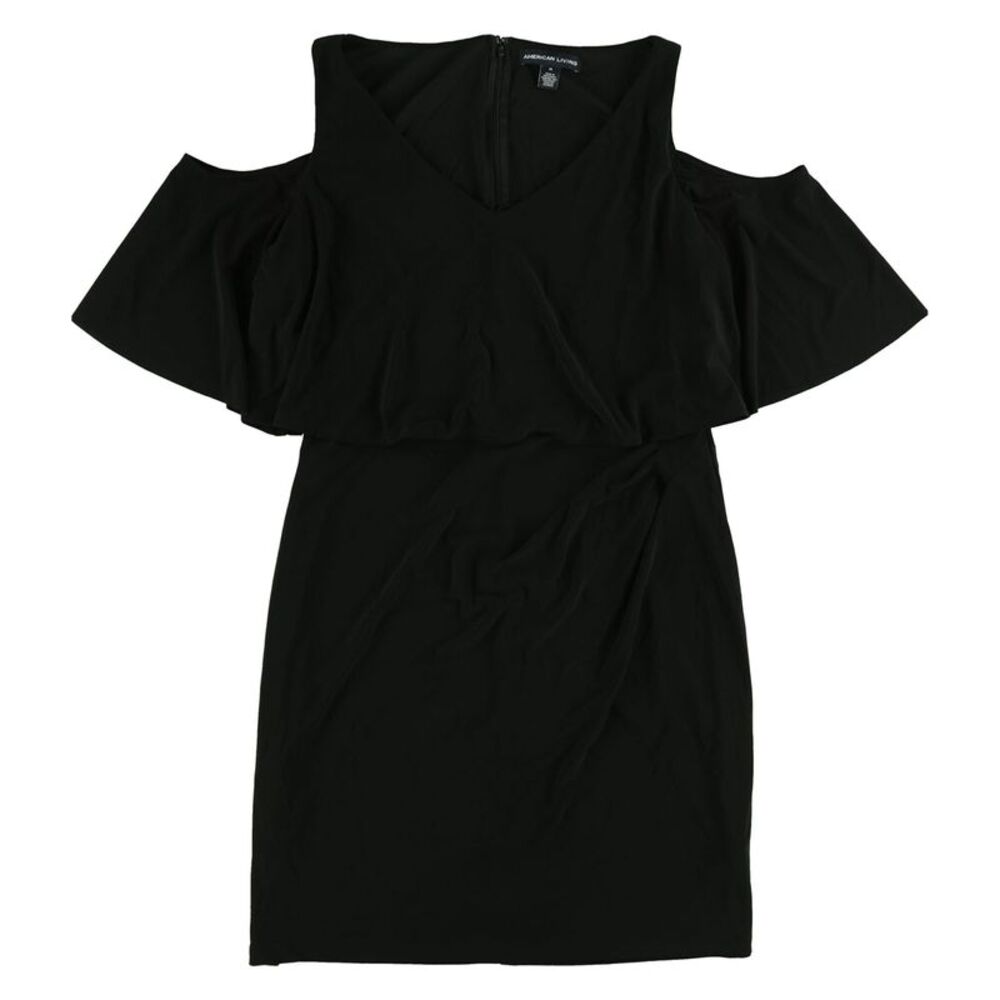 American Living Womens Popover A-line Dress, Black, 10, DM